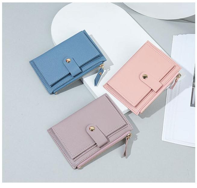 Women's Small Slim Bifold Wallet Compact PU Leather Credit Card Holder with Multi-Card Slots, Zipper Coin Pocket Thin Minimalist Purse for Daily Use