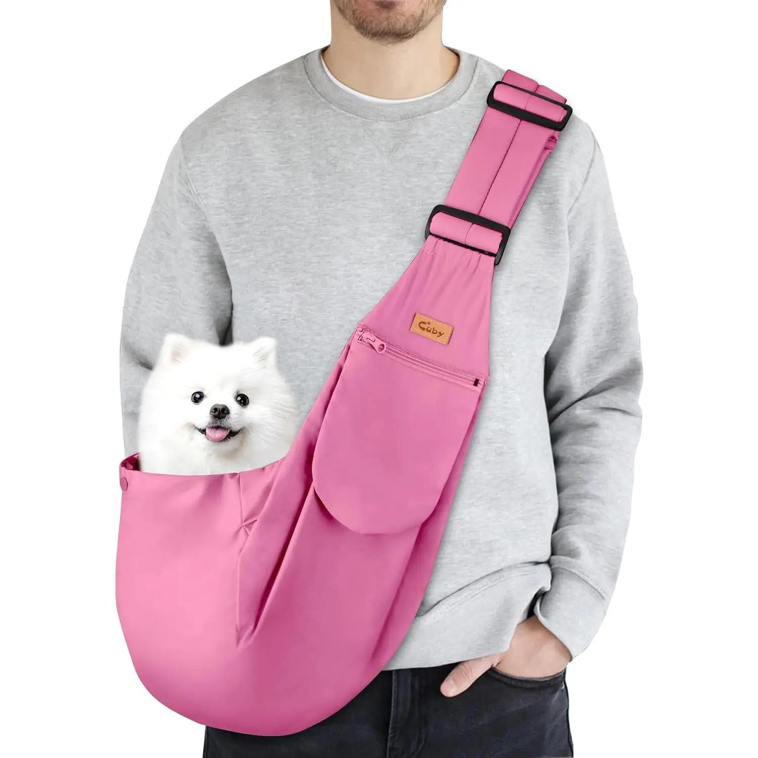 and  Sling Carrier, Hands Free Reversible  Papoose Bag, Soft Pouch Adjustable, Suitable for Puppy Cats for Outdoor Travel ( Classic, S-Adjustable Strap)