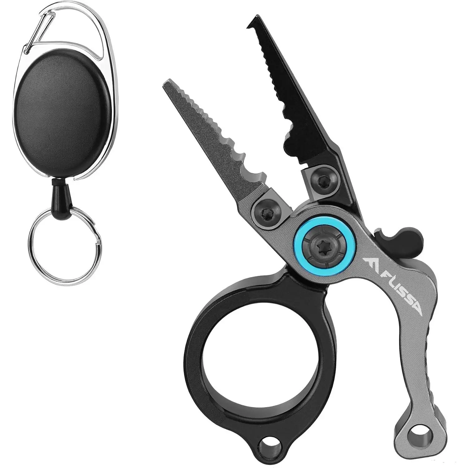 Mini Fishing Pliers with Fly Fishing Zinger Retractor | Fish Hook Remover Tool, Split Ring Pliers, Saltwater & Freshwater, Tungsten Carbide Cutters, Fishing Gear  for Anglers