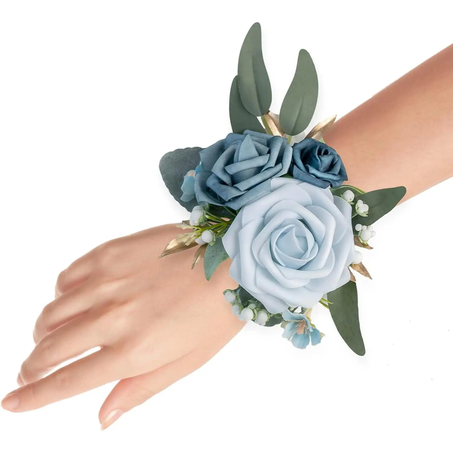 Set of 2 Wrist Corsage Wristlet for Wedding Bridesmaid Mother Grandmother for Bridal Shower Wedding Artificial Roses Flower Prom