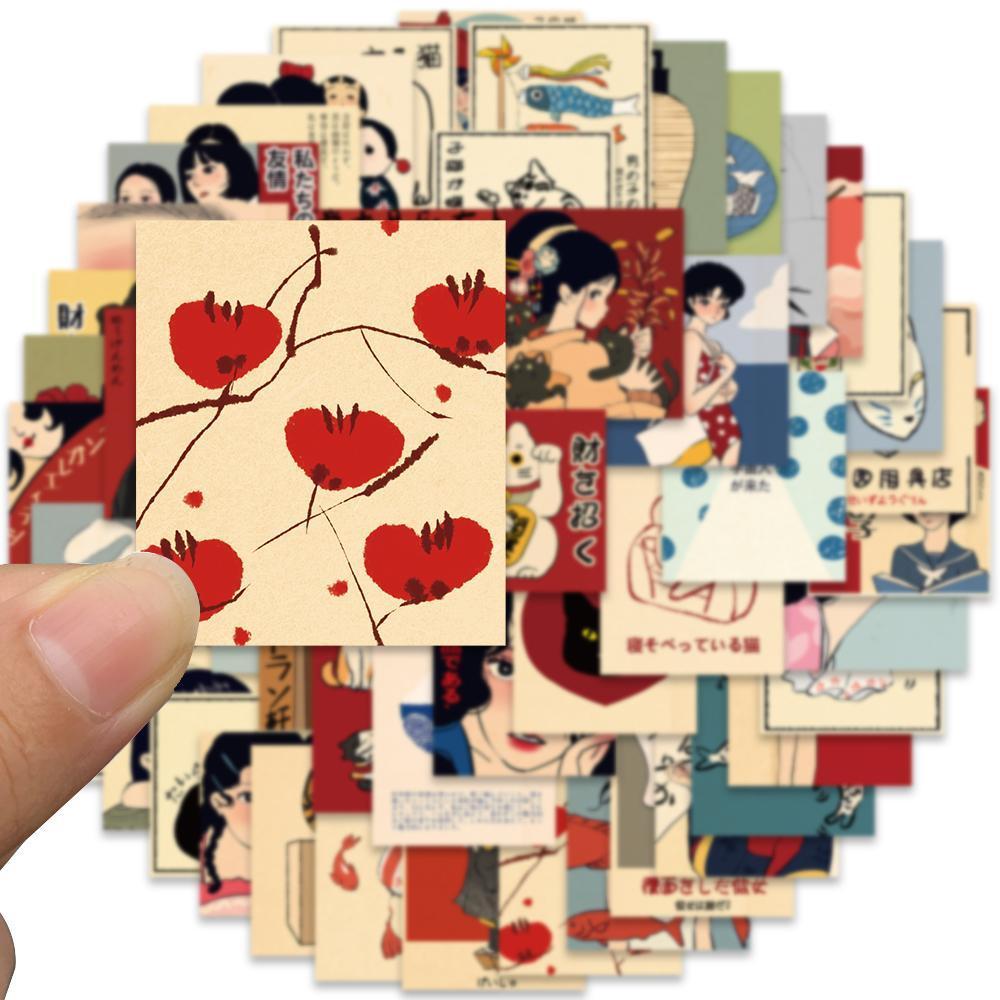 50pcs Vintage Classic Japanese Anime Scrapbook Stickers DIY Diary Laptop Luggage Skateboard Graffiti Decal Classic Toys
