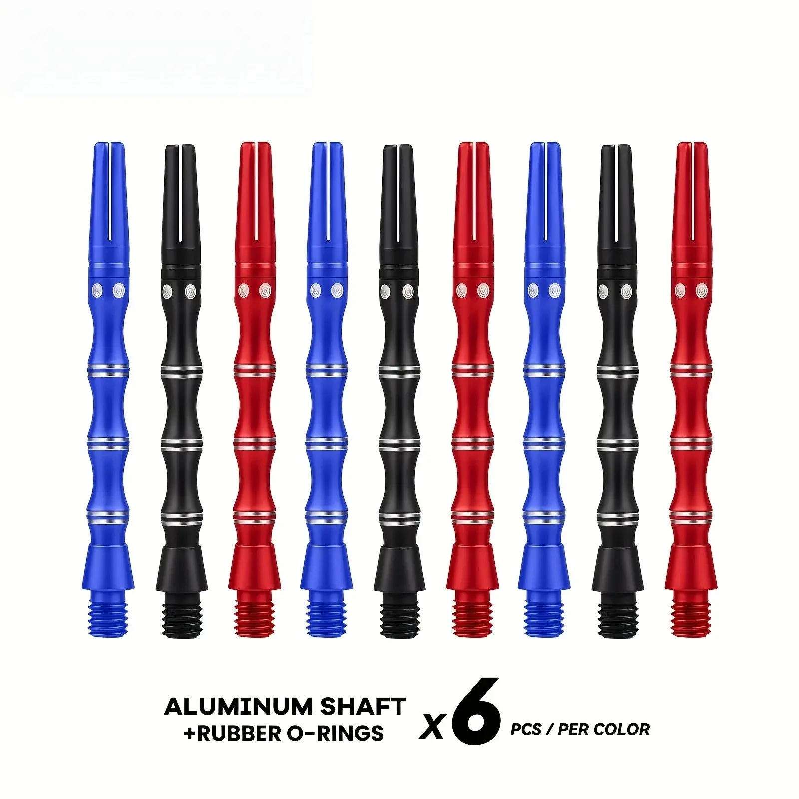 Aluminum Alloy Dart Shaft Set of 6, Wave Shaped Design, O-Ring Fixed, 3 Color Combinations, Durable & Lightweight