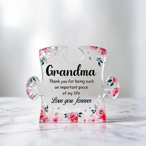 Acrylic Puzzle Shaped Decoration, Home Office Desktop Ornaments, Novelty Desk Decor, Home Decor Products, Creative Gift for Grandmother