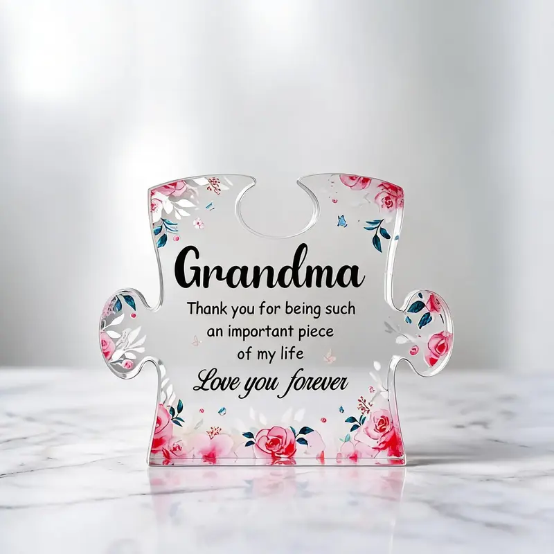 Acrylic Puzzle Shaped Decoration, Home Office Desktop Ornaments, Novelty Desk Decor, Home Decor Products, Creative Gift for Grandmother