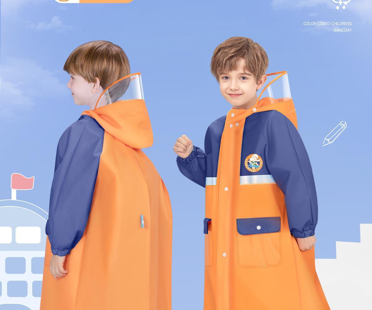 College style kindergarten with backpack, full body waterproof raincoat and raincoat