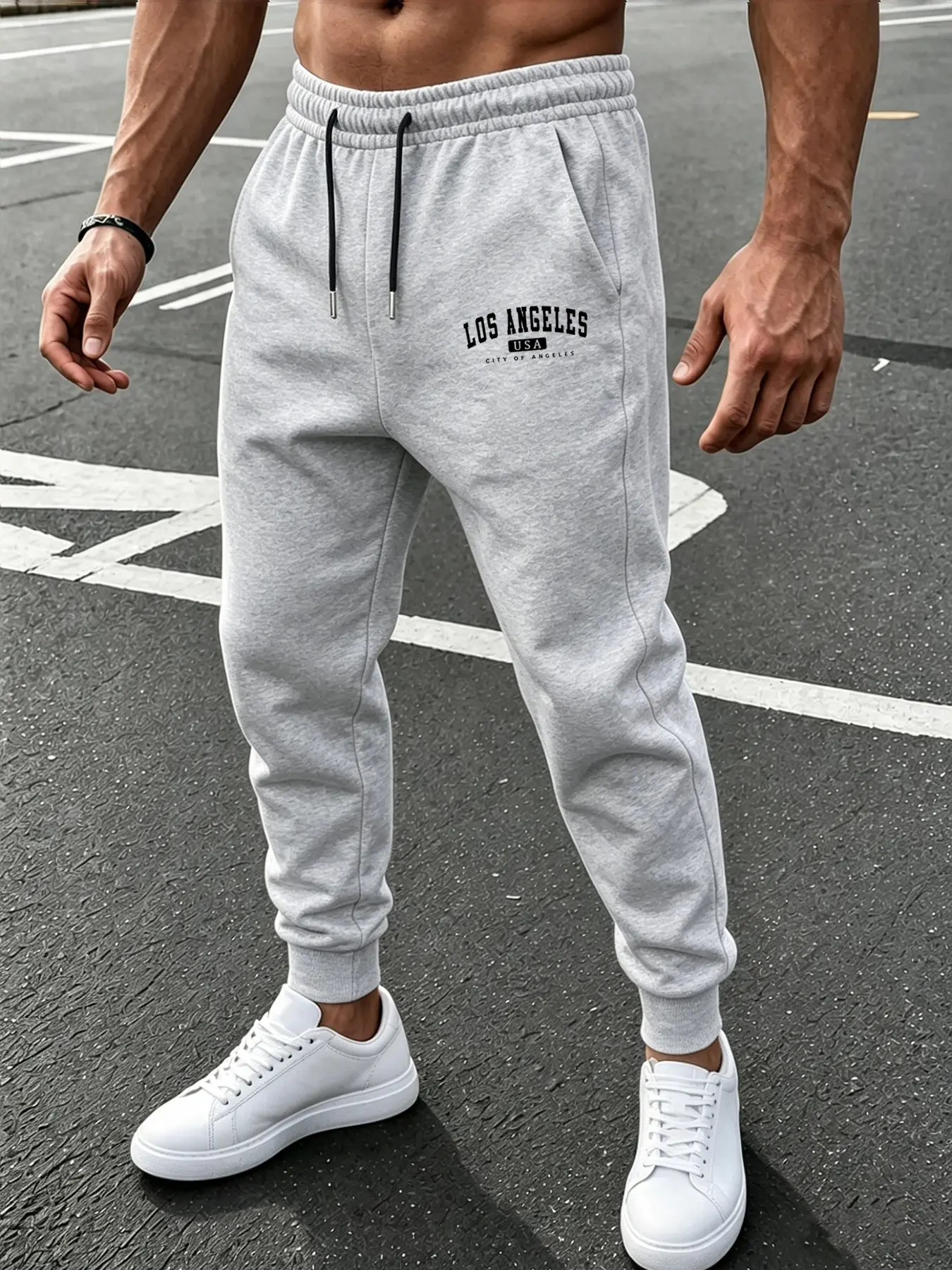 Men's Spring Fall Los Angeles Slim Fit Joggers, American Street Style, Gym Casual Wear, Perfect for Fitness and Daily Outing