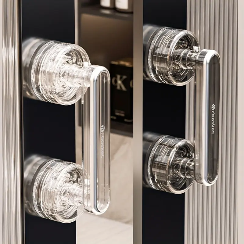 Multifunctional acrylic suction cup door handle, Door Hardware, suitable for sliding doors in cabinets, kitchens, and bathrooms, glass furniture handle, strong vacuum suction handle, Door Handles Interior