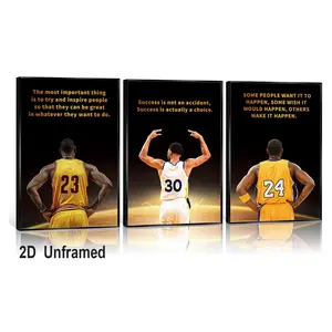 3-Piece Set of Frameless Inspirational Basketball Action Figure Canvas Wall Art: Motivational basketball posters and artwork—masculine-style art perfect for boys' rooms, bedrooms, dorms, and offices