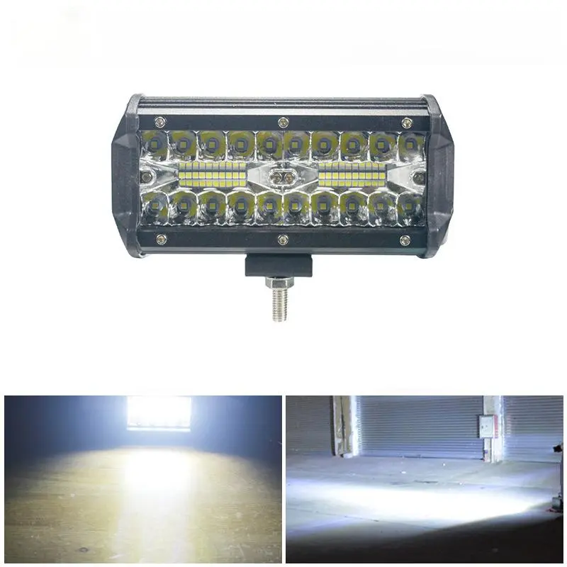 120W 7 LED Work Light Bar - Spot & Flood Combo For Off-Road Vehicles - SUV & Truck Off-Road Spotlight LED Light Bars