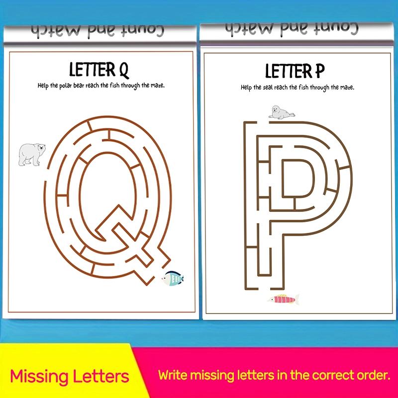 64 Page Alphabet Practice Book for Kids, Tracing Preschool Books, Cute Cartoon Design, Back-To-School Supplies, Easter & Christmas Gift, Durable Paper Pages, Learning Materials