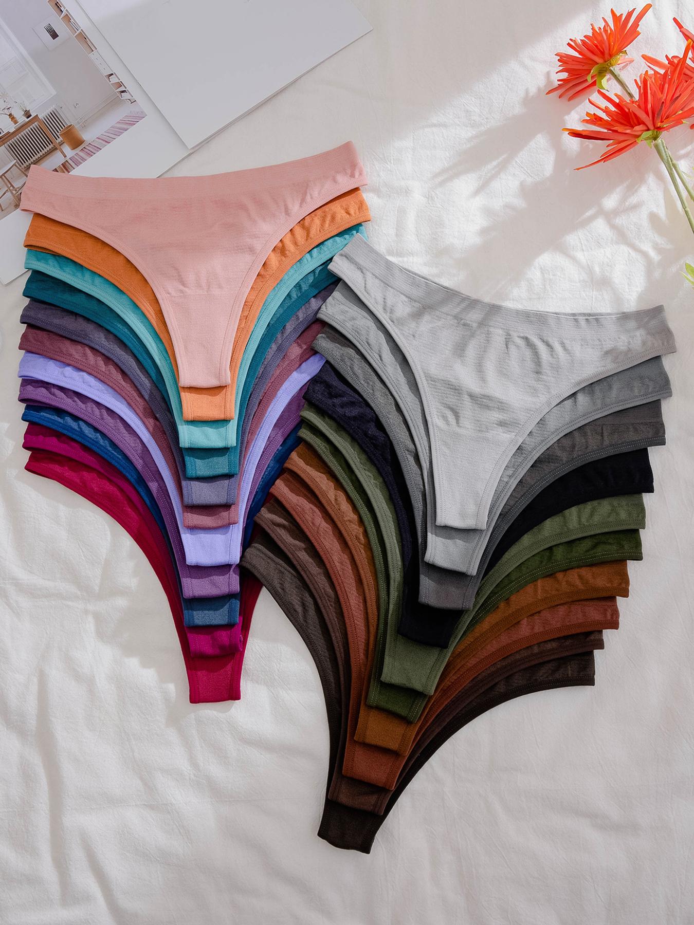 Women's Solid Color Seamless Thong, Soft Comfy Breathable Panty, Casual Elegant Panty for Daily Wear, Ladies Underwear for All Seasons