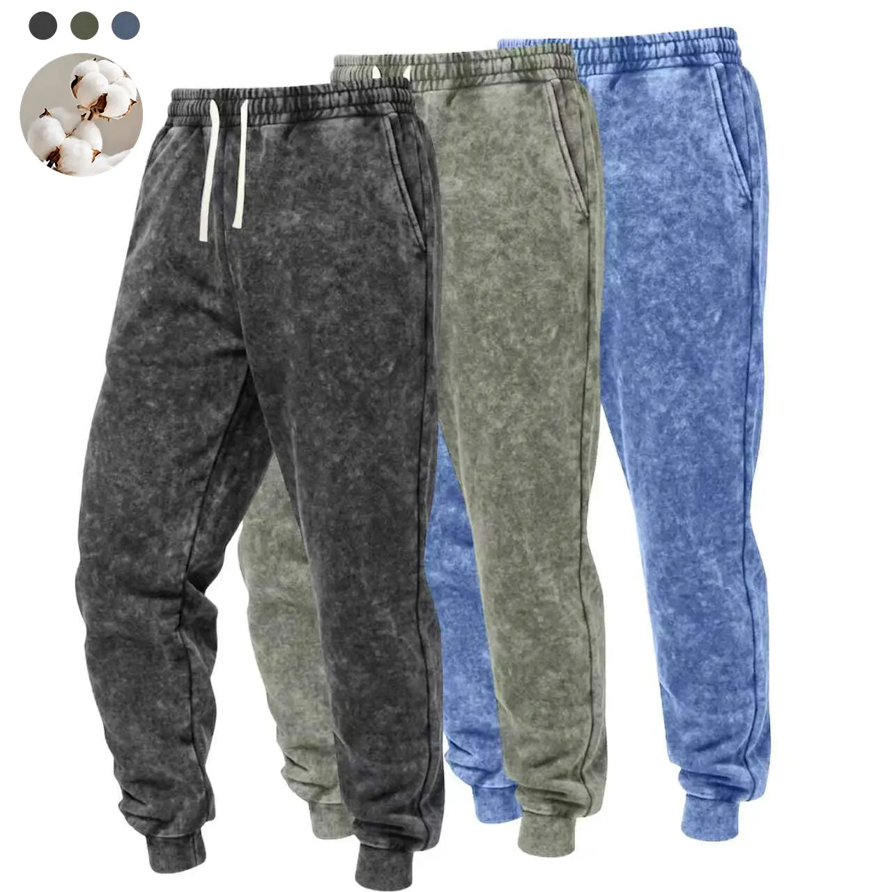Unisex Vintage Acid Wash Sweatpants, Ribbed Drawstring Jogger Pants, Straight Leg Casual Pants with Elastic Waist & Side Pockets, Fall Winter Lounge, Travel & Streetwear