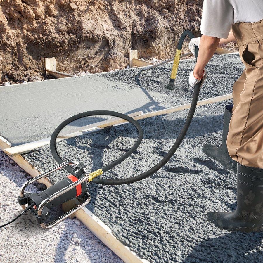 VEVOR Electric Concrete Vibrator, 1300W 16000 VPM, 2HP Copper Motor Handheld Concrete Vibrating Tool, Portable Pencil Cement Vibrator with Shaft of 14.75ft/ 4.5m, Remove Air Bubble and Level Concrete