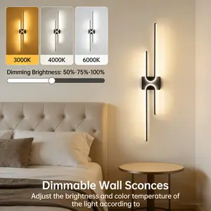 Minimalist Long Wall Sconce, LED Wall Lamp, Assembly Required, 31.5/39.37 Inches For Living Room TV Backdrop, Grid Wall Sconces, Bedroom Bedside Lamps, Creative Indoor Lighting Fixtures