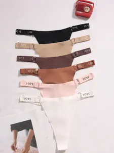 6-Pack Women's Underwear, Love Ribbon & Metal Buckle, Smooth Ice Silk Fabric, Invisible Seamless, Breathable, Multiple Colors