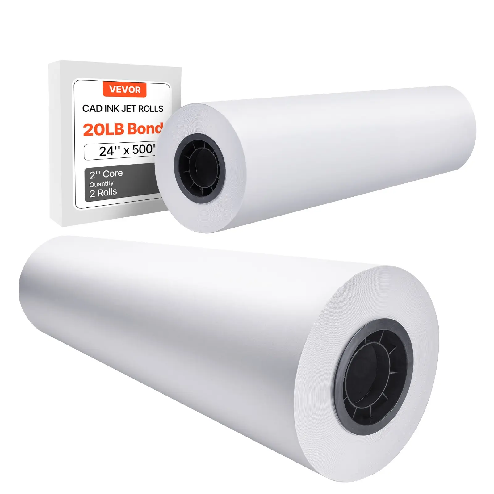 VEVOR Wide Format Plotter Paper Rolls, CAD Bond Paper, 20 LB