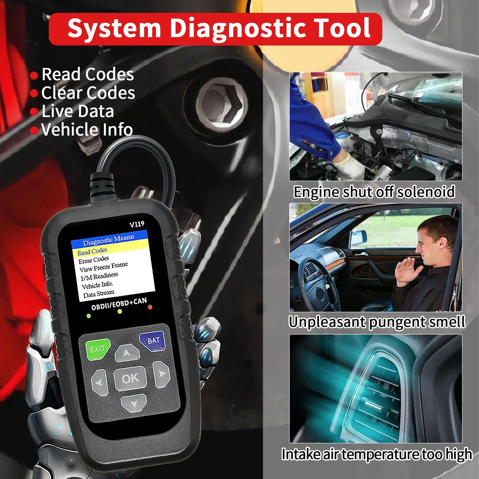 Advanced Universal Obd Ii Scanner, Automotive Scan Tool, Can Diagnostic Tool for Engine Fault Codes, Reads & Erases Codes in Post-1996 Vehicles