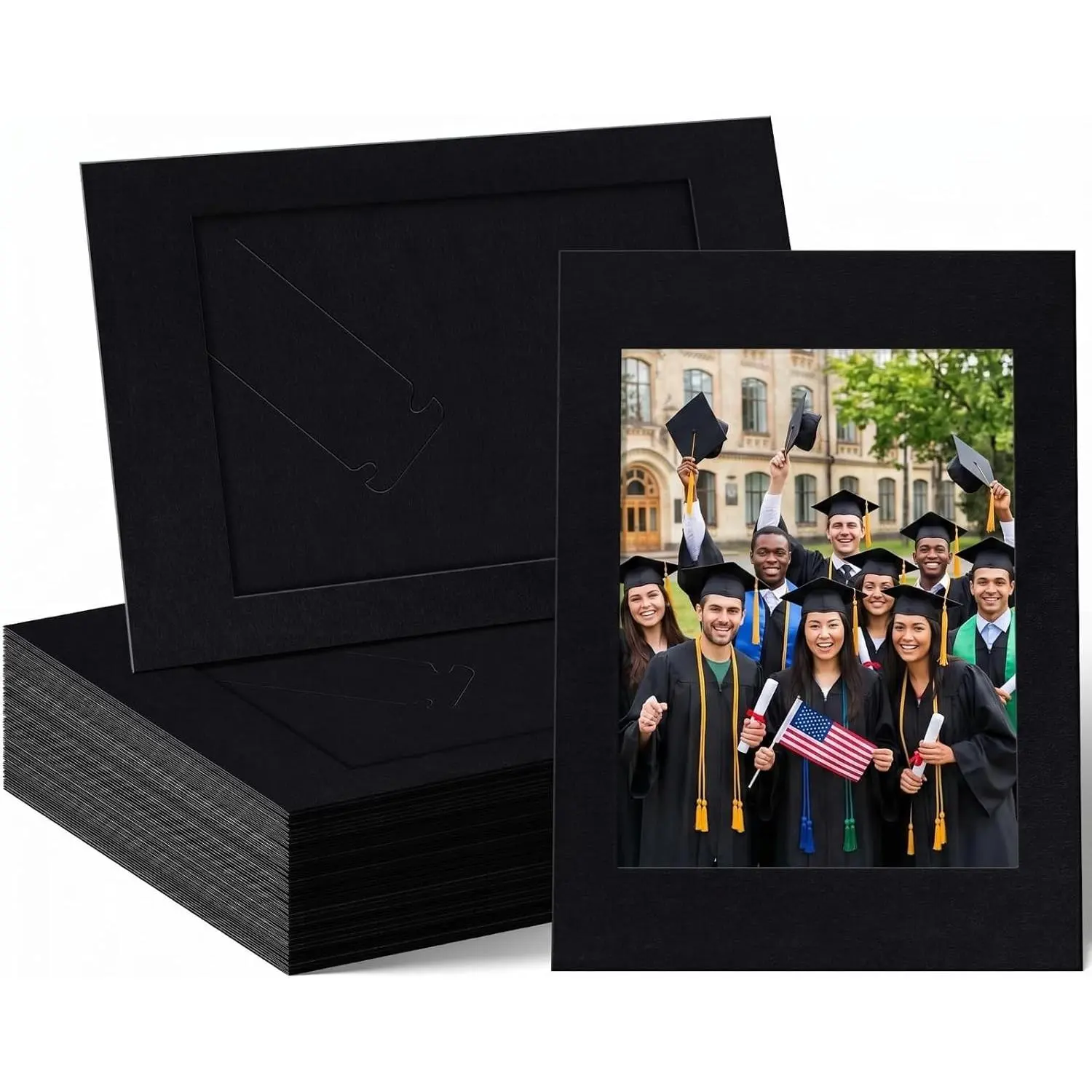 100 Pcs 4 x 6 Inch Bulk Paper Picture Frames Standing Photo Frames with Easel Stand Cardboard Frames for Family DIY Craft Graduation Wedding Decoration Display Black (4x6 Inch)