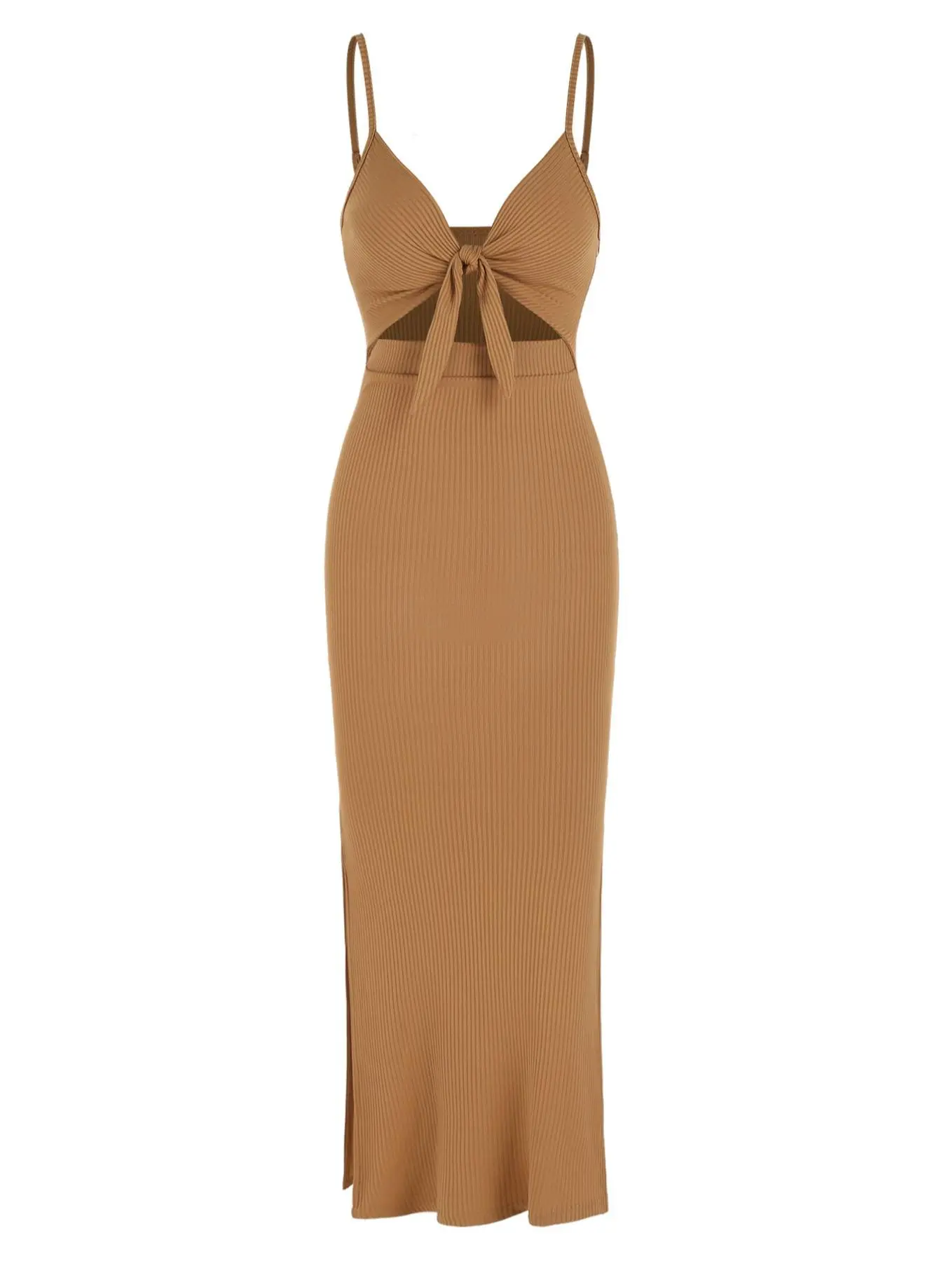 Women's Plain Cut Out Knot Front Split Thigh Bodycon Dress, Summer Clothes  Women, Solid Cami Dress, Ladies Casual Summer Evening Party Nightclub Dress  - TikTok Shop
