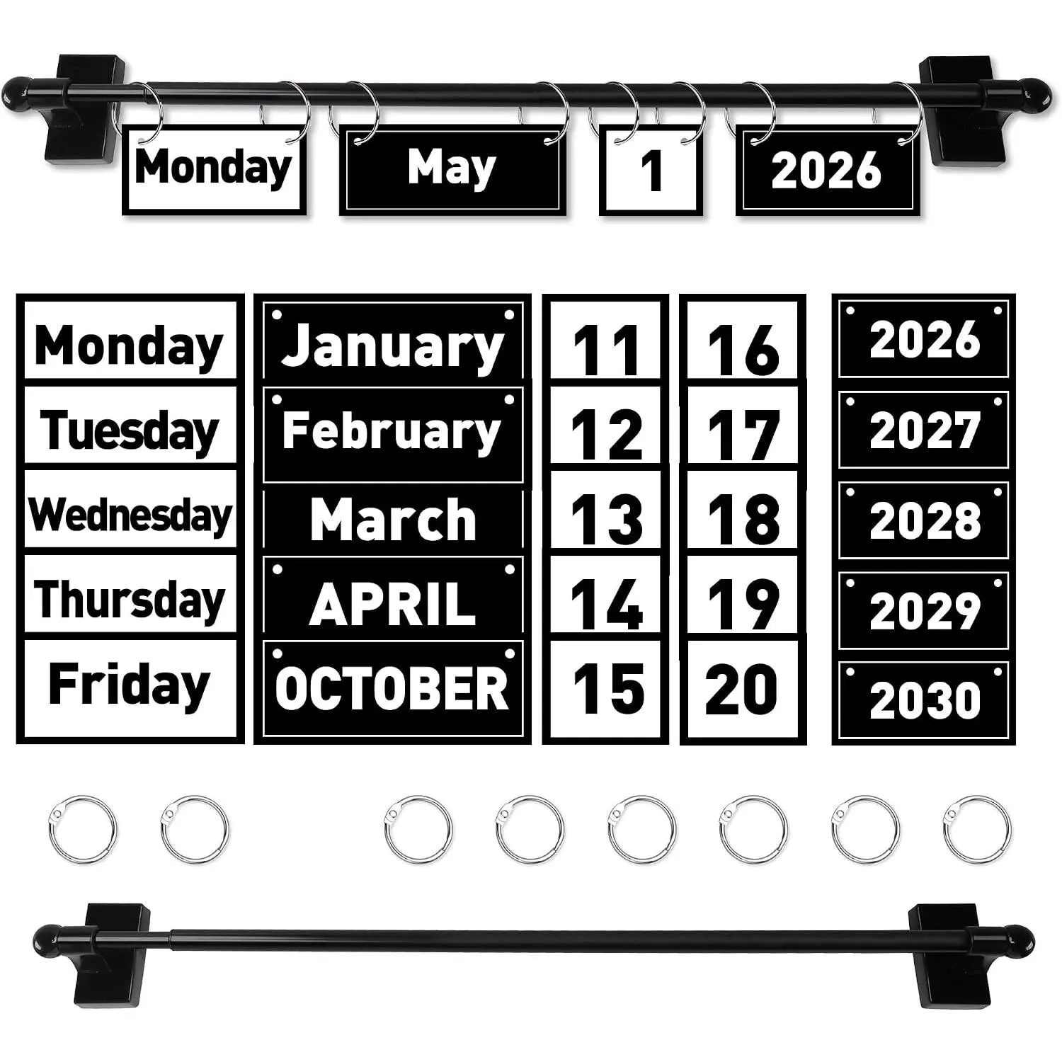 2026 Upgraded  Rod  Flip Calendar for Classroom, Classroom Calendar Date Cards  Classroom Decor Bulletin Board Set