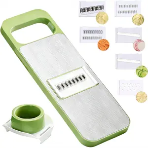 6-In-1 Stainless Steel Vegetable Chopper, Slide Guard Design, Multi-Blade Potato Onion Garlic Cucumber Fruit Slicer, Kitchen Food Cutter