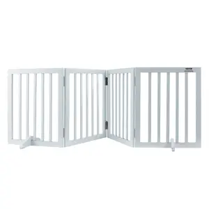 VEVOR Free Standing Dog Gate, 24 Hx 60 W Freestanding Pet Gate, 3 Panels Foldable Dog Gate for Wide and Narrow Passageways, Expandable Dog Barrier with Silent Foot Support for Indoor, White
