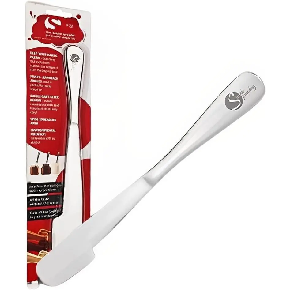 Stainless Steel Spatula Spreader  Peanut Butter and Jelly,  or Strawberry Jam Stirrer & Jar Scraper 8.9" Multifunction Stir & Scrape any Jars - Spread with Clean Hands