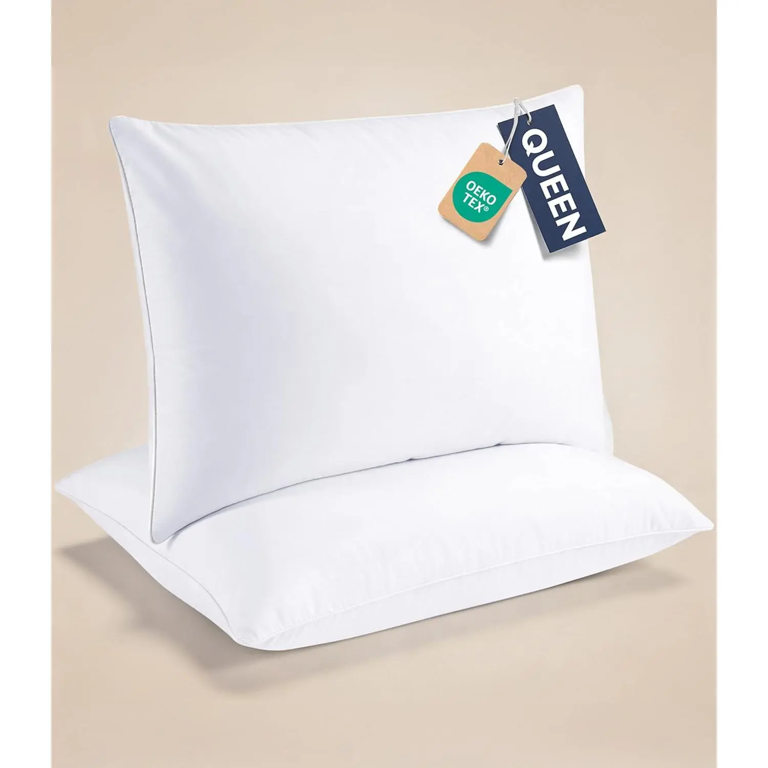 Linens Ultra Thin Flat Pillows for Sleeping -  Size Pillows Set of 2 - Soft, Cozy Down Alternative Bed Pillows for  &  Sleepers - Low Density, Low Loft Support - 20" x 30" - White