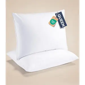 Linens Ultra Thin Flat Pillows for Sleeping -  Size Pillows Set of 2 - Soft, Cozy Down Alternative Bed Pillows for  &  Sleepers - Low Density, Low Loft Support - 20" x 30" - White
