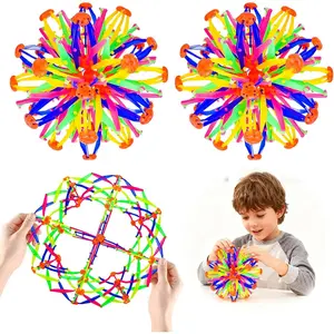 2 Pcs Colorful Sphere Collapsible Expandable Breathing Ball Toy - Anxiety Reliever Stress Ball, Sensory Fidget Toy for Kids Adults, Autism, Anxiety, Yoga, ADHDfidget toys