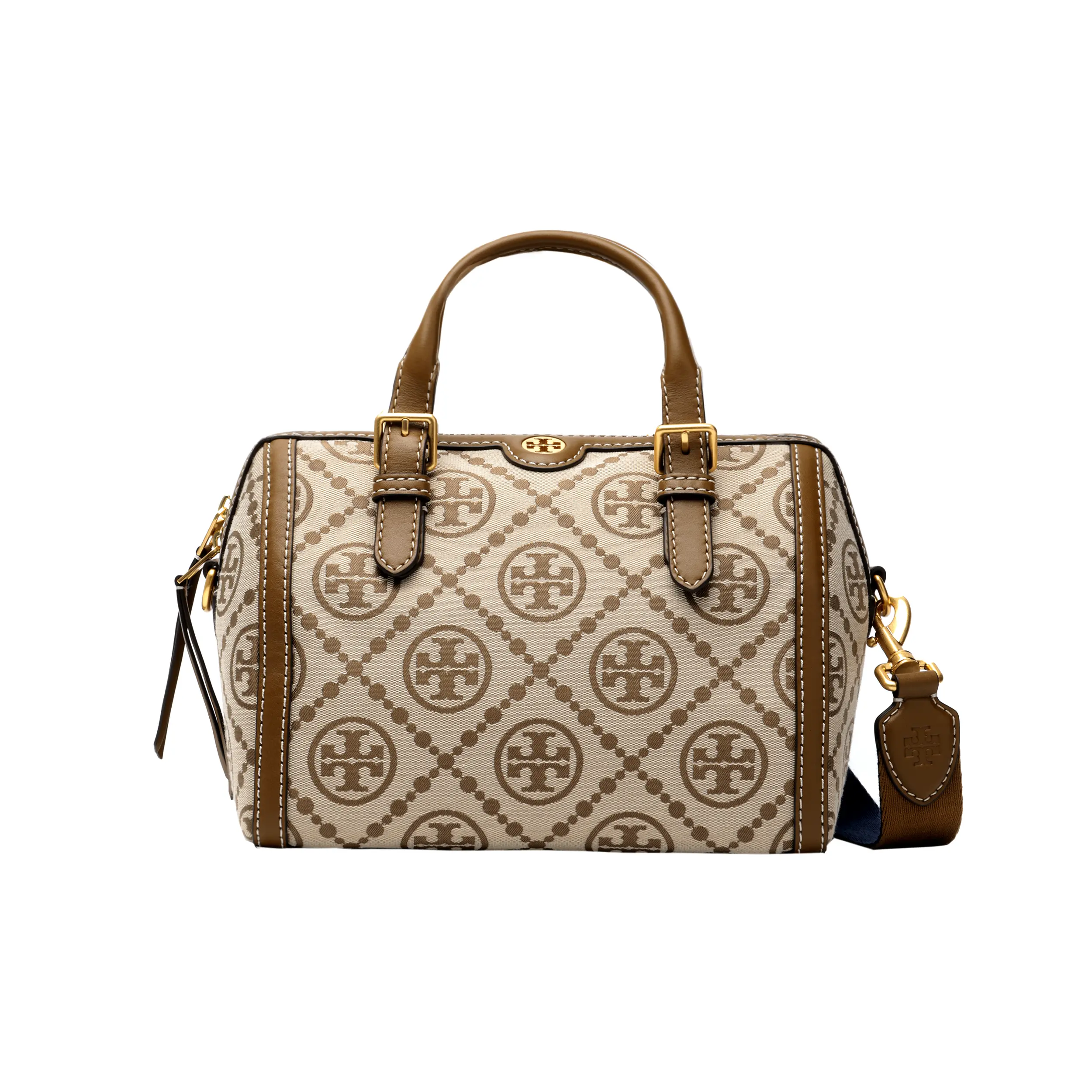 Tory Burch T Monogram Boston Bag for Women – Adjustable Crossbody and Shoulder Handbag in Hazelnut Brown