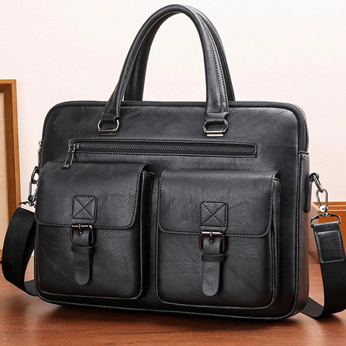 Men's Business Document Bag, Large Capacity Handbag, Business Travel Briefcase, Vintage Commute Backpack, Single Shoulder Bag for Men