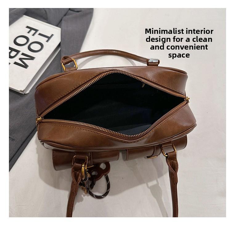 Women's Solid Color Shoulder Bag, Fashionable Large Capacity Shoulder Bag with Charm, Casual Versatile Commuting Bag for Daily Used SpringStatements