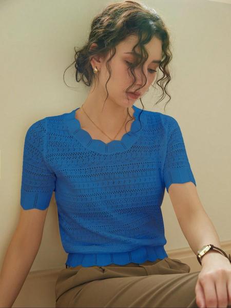 French Style Elegant Slim-Fit Casual Short Sleeve Pullover Knitted Top for Women, Fall & Winter Fashion, Random Pattern Design, Knitwear