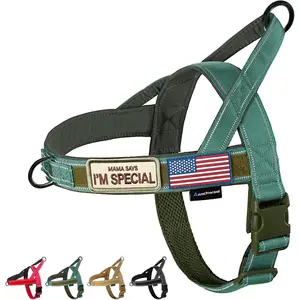 No Pull Dog Harness with Soft Padded Handle,Reflective Strip Escape Proof and Quick Fit Adjust Harness,Easy for Training Walking for Small & Medium and Large Dogs(Green,L)