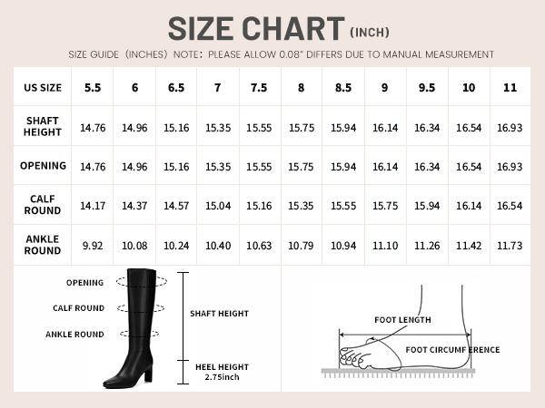 Athlefit Knee High Boots for Women Square Toe Chunky Heeled Tall Boots with Side Zipper Athlefit Knee High Boots for Women Square Toe Chunky Heeled Tall Boots with Side Zipper