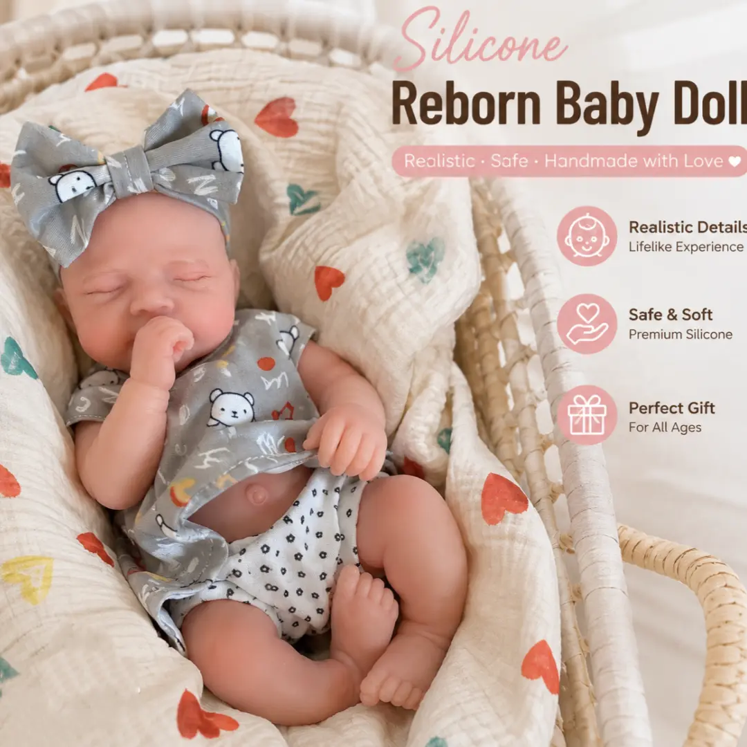 Otarddolls Adorable 13Inches Full Body Silicone Girl Doll Pascale With Hand Painted Skin Flexible Waterproof Can Open Mouth Reborn Doll Toys For Children's Gifts