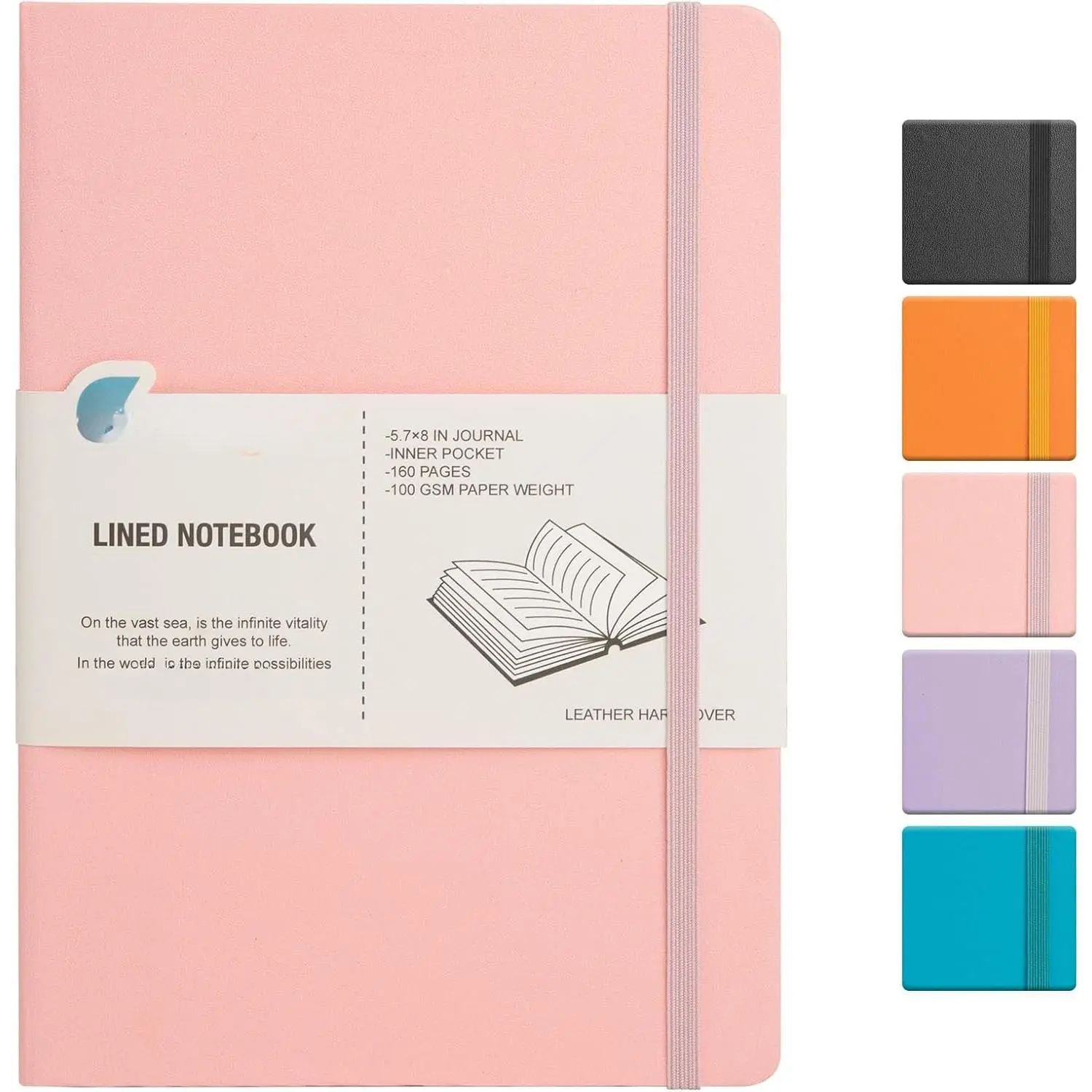 Lined Journal Notebook for Work with 160 Pages, 5.6" x 8" Hardcover Notebooks Journals Medium Size for Writing Women Men