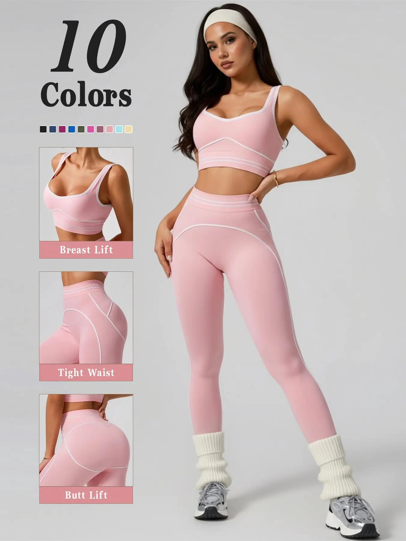 Women's Fashion Versatile High-Waisted Yoga Pants Set, Gym Training Workout Clothes, Outdoor Sports Tennis, Butt-Lifting Tight-Fitting, All Season Activewear, Fitted Sportswear Set, Gym Workout Sportswear