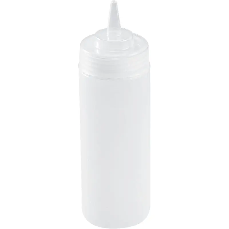 Clear Plastic Condiment Squeeze Bottle with Cap and Precision Tip, Flexible Sauce Dispenser for Ketchup, Mustard, Dressing, Oil and Icing