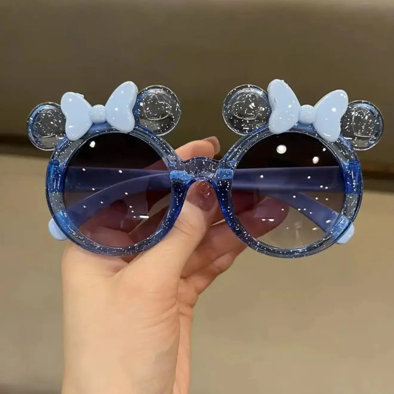 Girls' Fashion Kid Sunglasses - Starry Sky Resin Circular Frames, Cute Bow Accent, Colorful Sparkle Dots, UV Protection Children's Sports Eyewear, Cute Accessories, Perfect Gift for 1 Key Occasion