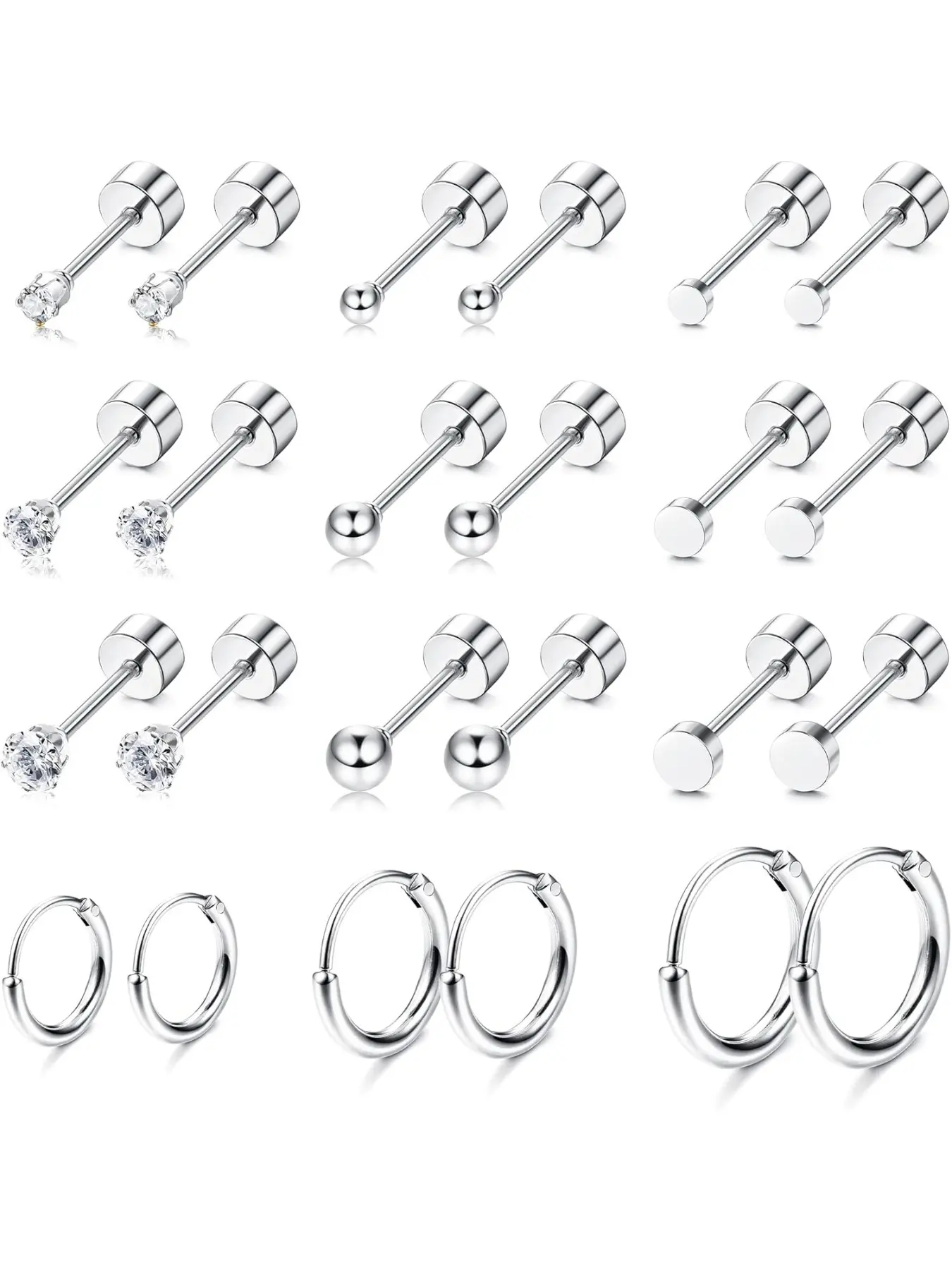Small Tiny Stud Flat Back Earring Hypoallergenic Gold Studs 14K Surgical Steel Earring Sets Earrings Hoops for Multiple Piercing Cartilage Hoop Earrings Fashion Earring