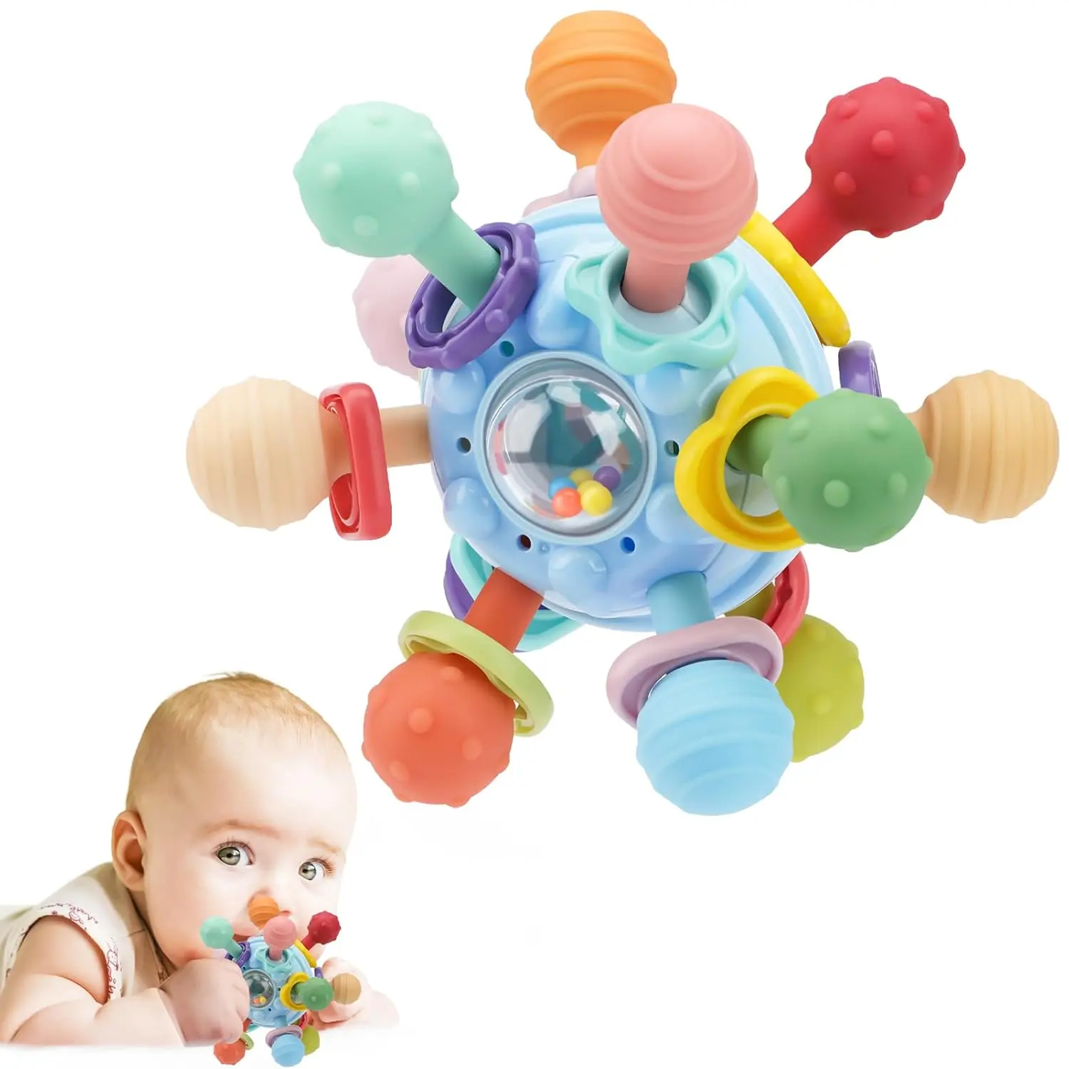 Teether Ball BPA‑Free Textured Rattle 0‑12M
