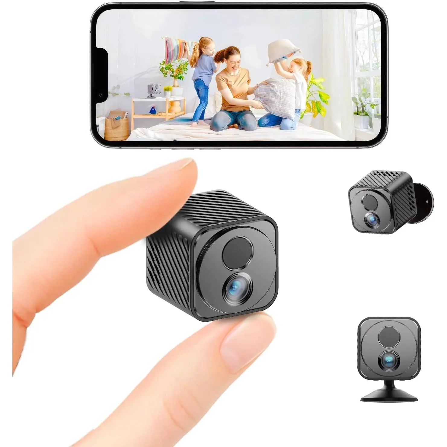 Upgraded Mini Camera 30-Day Battery Life, Wireless Hidden Camera 1080P HD with AI Motion Detection, Auto Night Vision, WiFi Pet, Monitor, Nanny Cam for Home Office Security , Free cloud storage