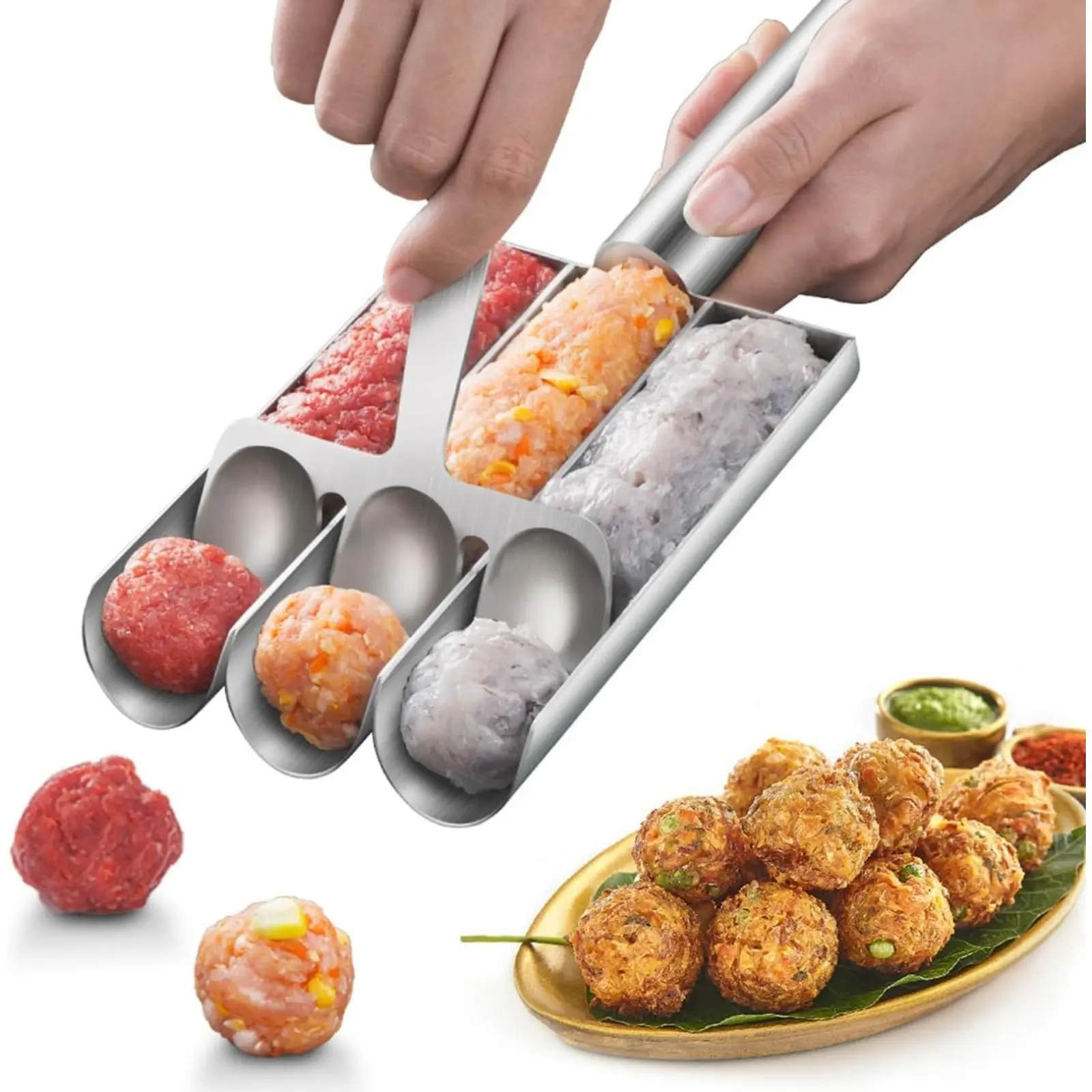 Stainless Steel Non Stick Meat ball Maker,Meatball Maker Tool,Portable Meatballs Scoop Ball Maker Kitchen Restaurant Must Have Meatball Making Set,Home Cooking Tools