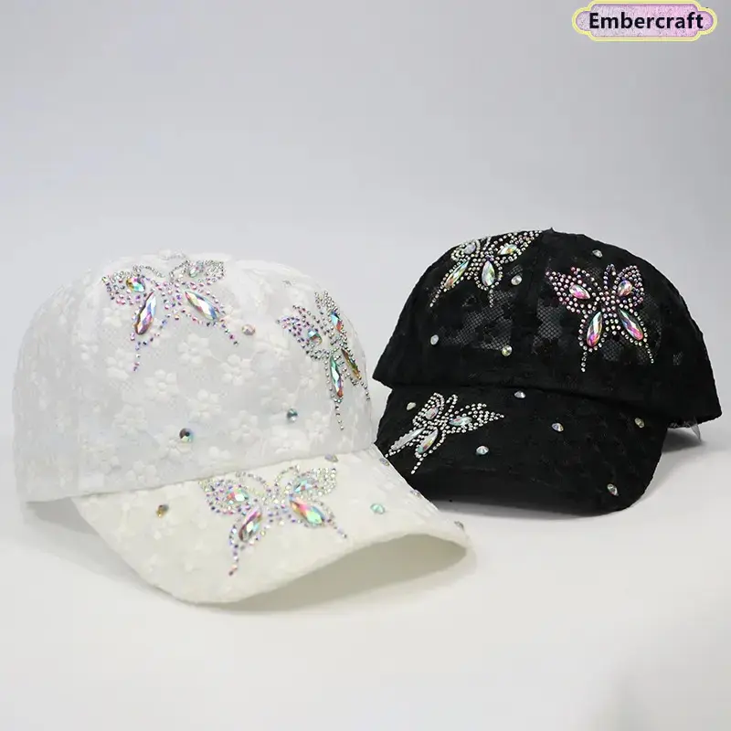 Viral Butterfly Rhinestone Trucker Hat - Adjustable Breathable Snapback for Women, Bling Mesh Baseball Cap, Sparkly Sun Hat for Pickleball, Country Concerts, Everyday Wear