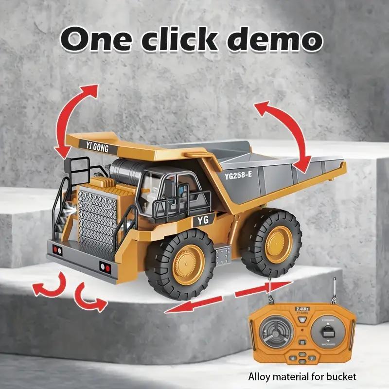 9 Channel Remote Control Dump Truck Toy, Remote Control Trucks, 1 Set USB Rechargeable Engineering Vehicle Toy with Light & Sound Effect, RC Construction Vehicle Gift