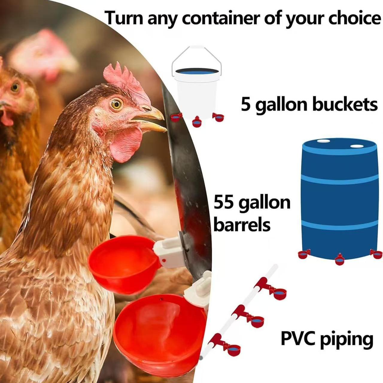 Automatic Chicken Waterer Cup, Easy Install Poultry Feeder for Hen House Farming, Durable PP Material for Chickens Ducks Birds
