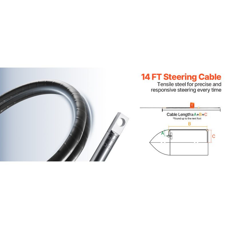 VEVOR Outboard Steering System 14' Outboard Steering Kit 14 Feet Boat Steering Cable with 13 Wheel Durable Marine