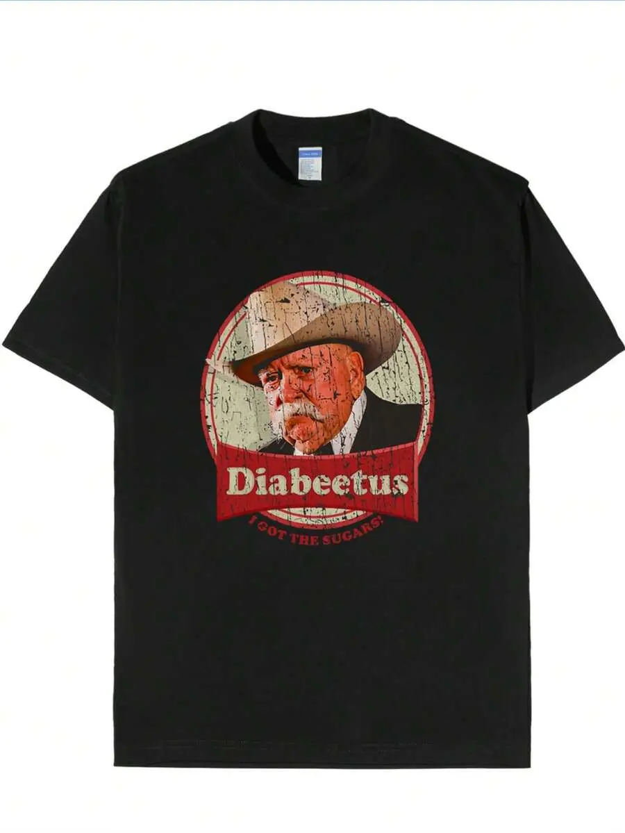Vintage Diabeetus Graphic T-Shirt For Men - Black Crew Neck Tee Featuring A Retro Bearded Man Design With Bold Lettering _ Fun And Playful Cookie Lov